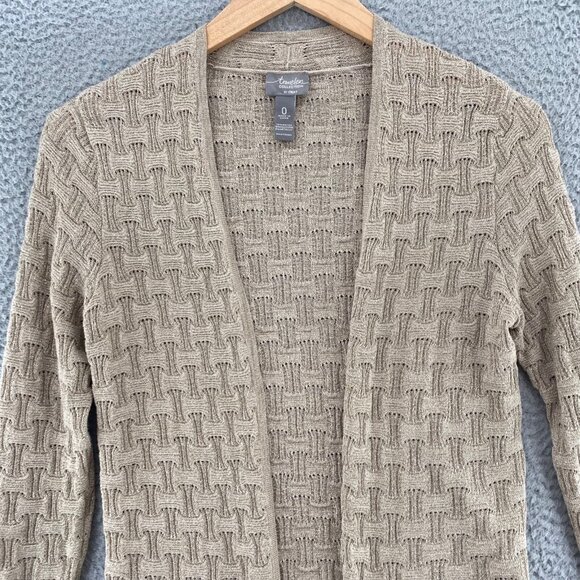 Chicos Sweater Womens 0 US Small Beige Travelers Glitter Open Cardigan Stretch - Picture 2 of 9